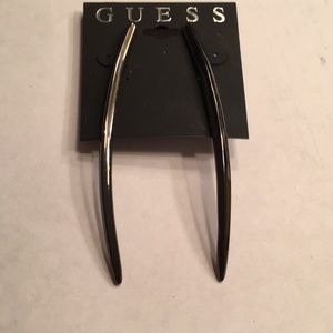 NWT Guess black metal spike post back earrings